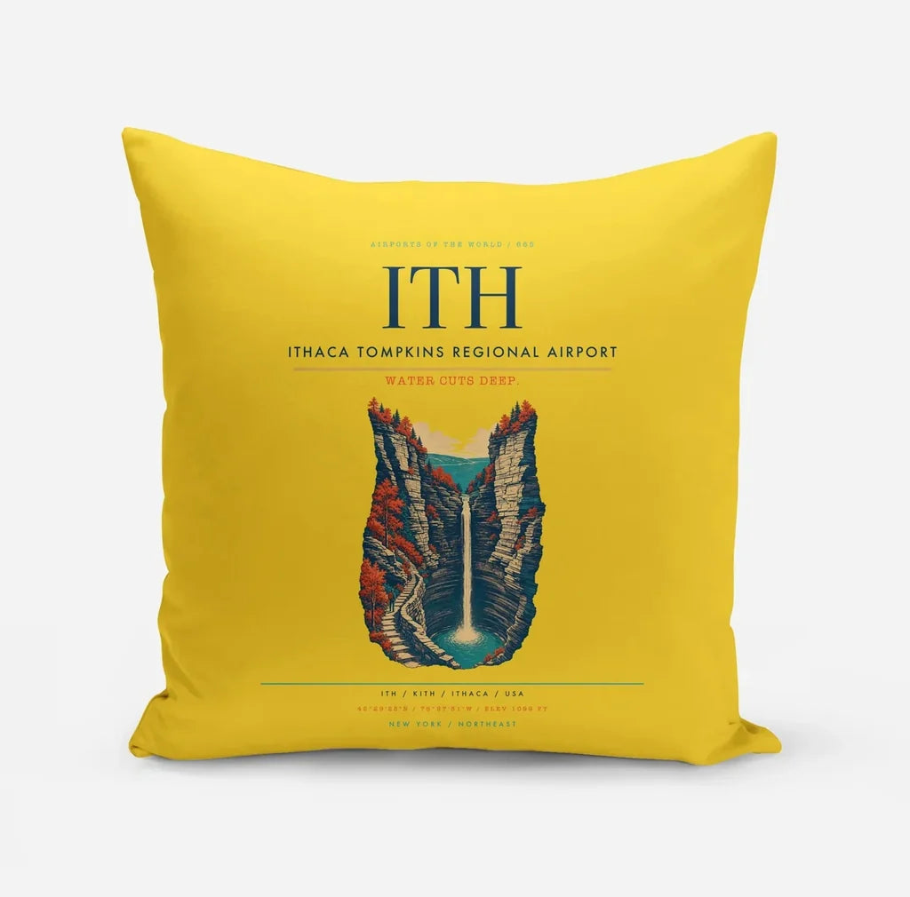 Ithaca Tompkins Regional Airport (ITH) design on yellow pillow