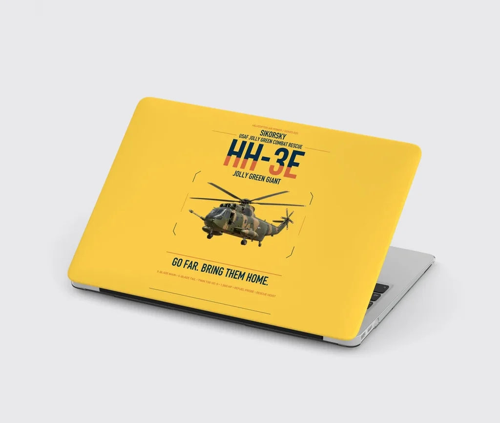 Sikorsky HH-3E Jolly Green Giant design on yellow MacBook case