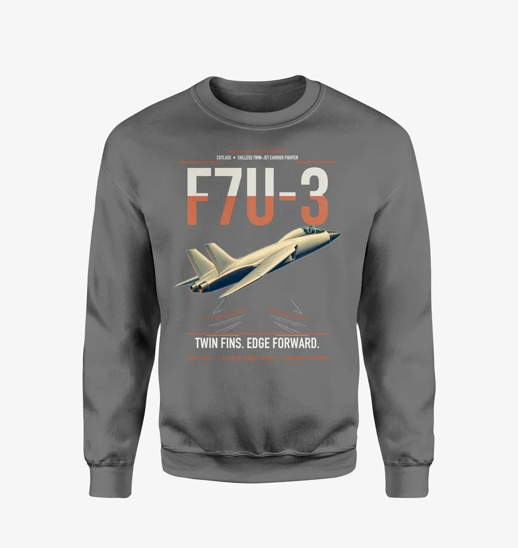 F7U-3 Cutlass design on gray sweatshirt