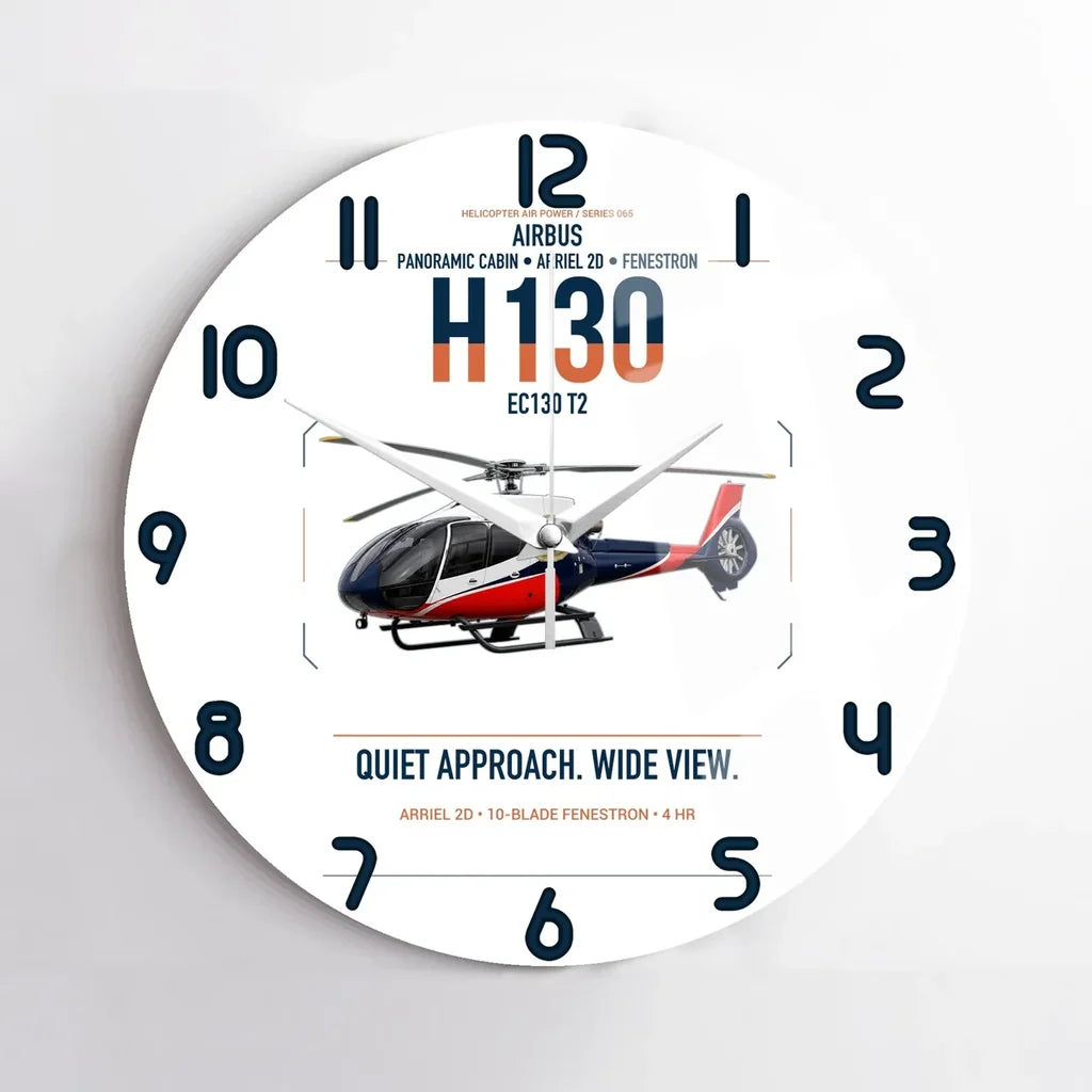 Airbus H130 design on white no frame wall clock