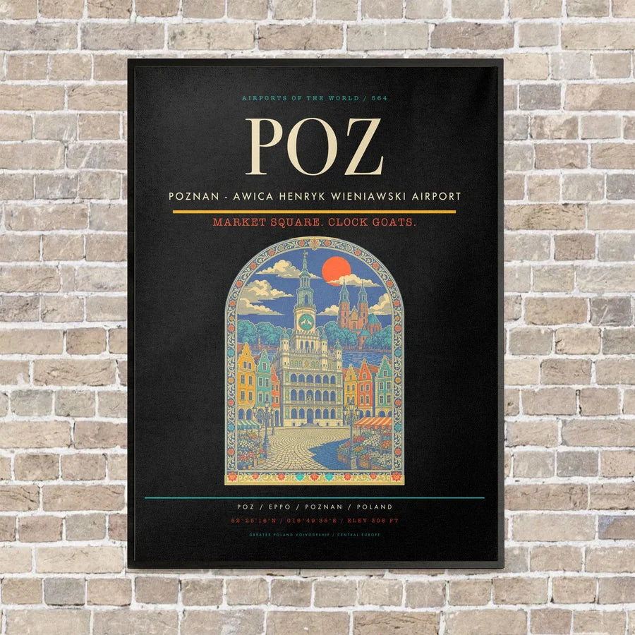 Poznan - awica Henryk Wieniawski Airport POZ - Canvas Framed - Black