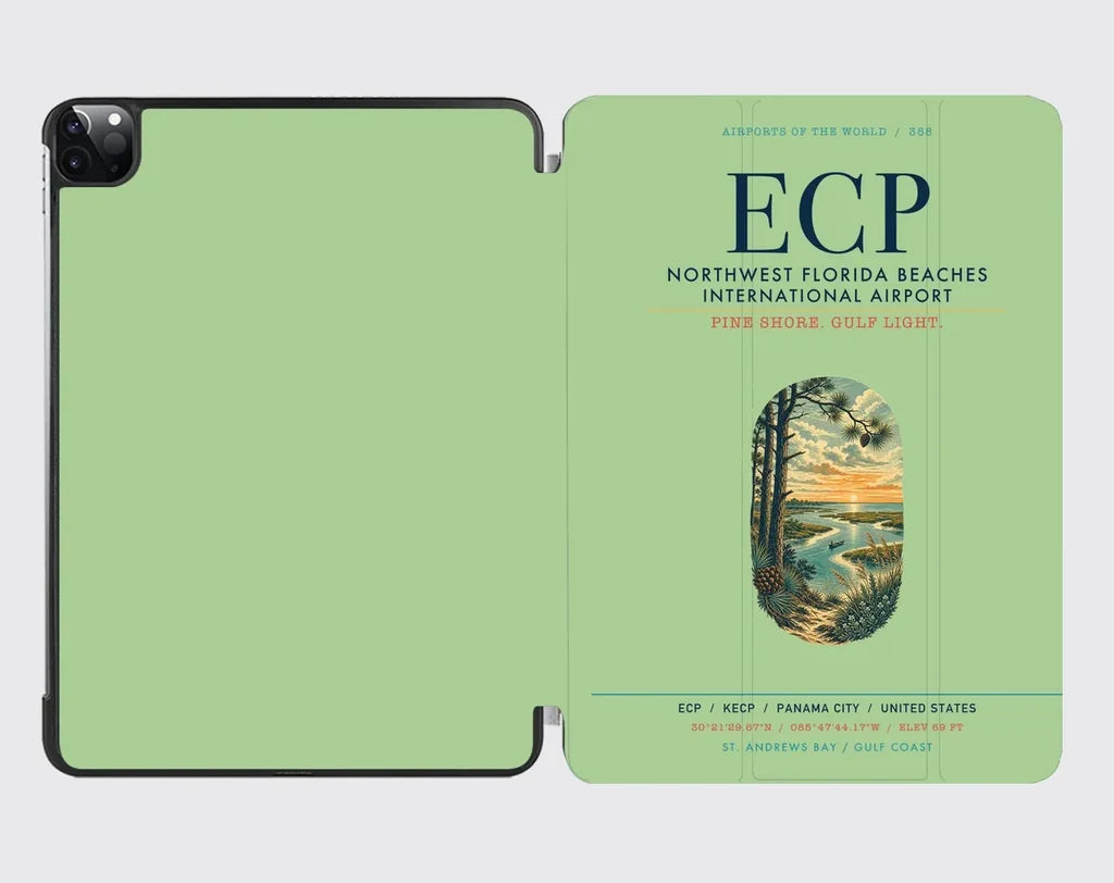 Northwest Florida Beaches International Airport (ECP) design on light green ipad tablet case