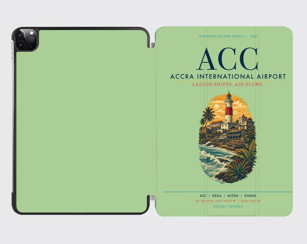 Accra International Airport (ACC) design on light green ipad tablet case