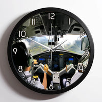 Thumbnail for Fantastic Cockpit Shot aviation design on premium wood and metal wall clock.