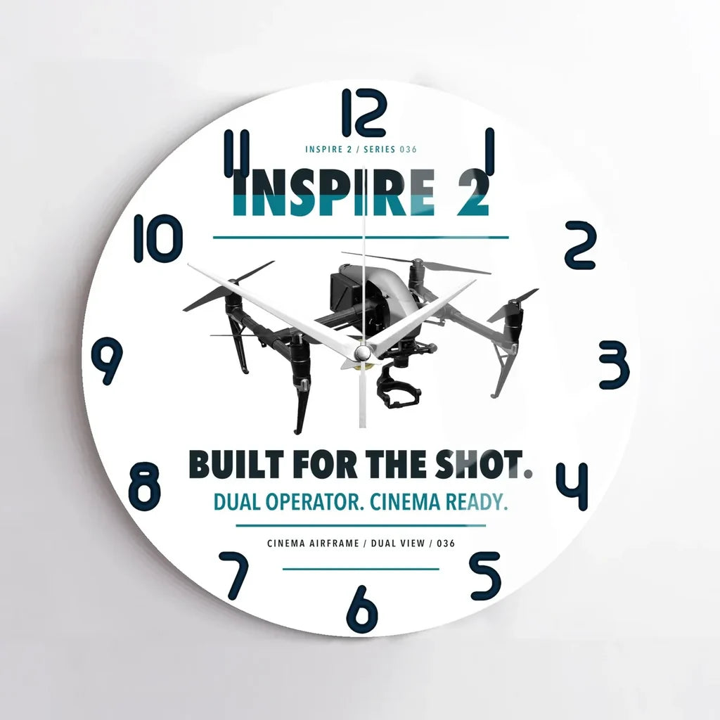 DJI Inspire 2 design on white no frame wall clock