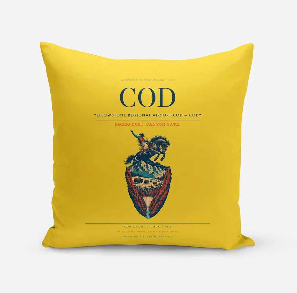 Yellowstone Regional Airport (COD) design on yellow pillow