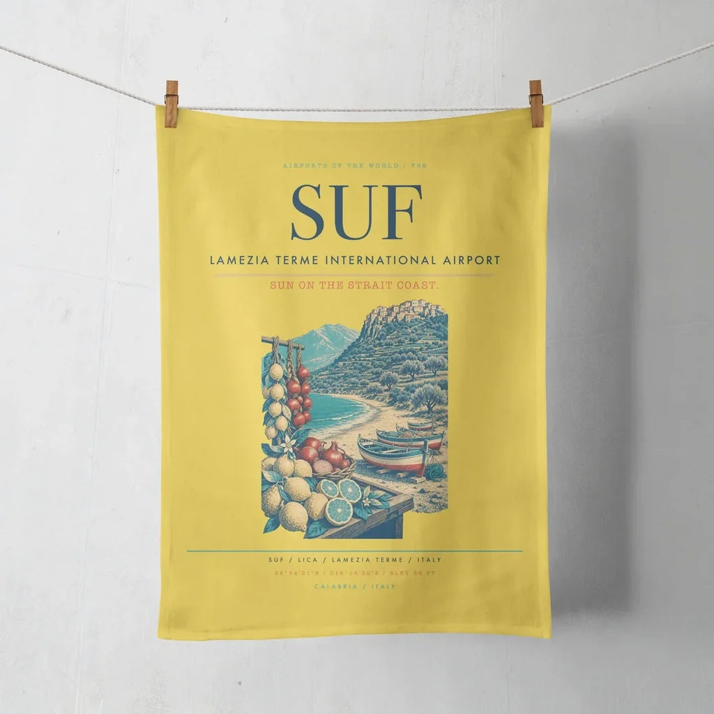 Lamezia Terme International Airport (SUF) design on yellow towel