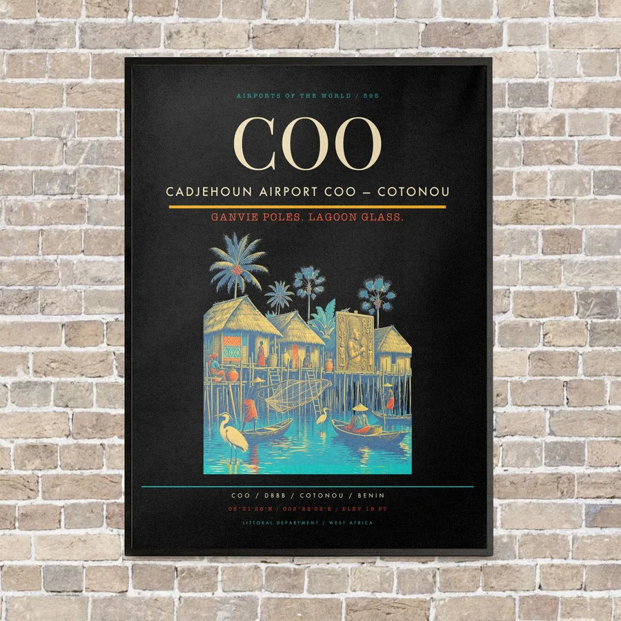 Cadjehoun Airport COO — Cotonou vertical canvas print - framed - black background