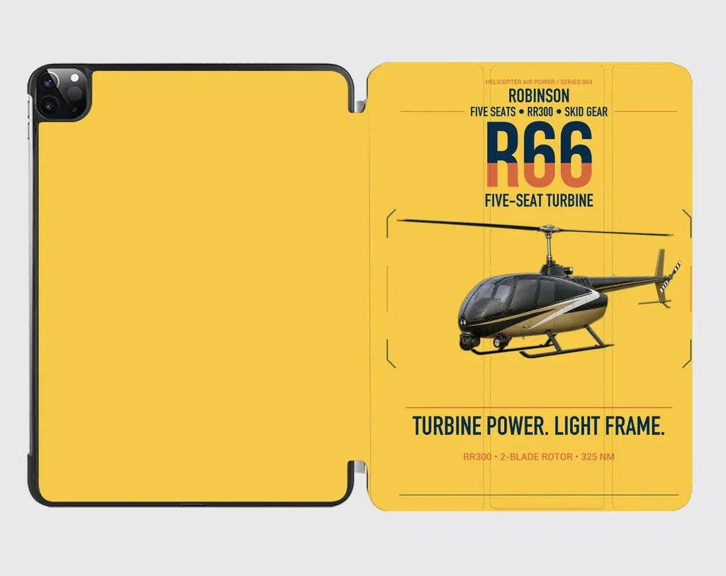 Robinson R66 design on yellow ipad tablet case