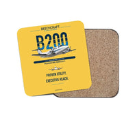 Thumbnail for Beechcraft King Air B200 design on yellow 1 piece coaster