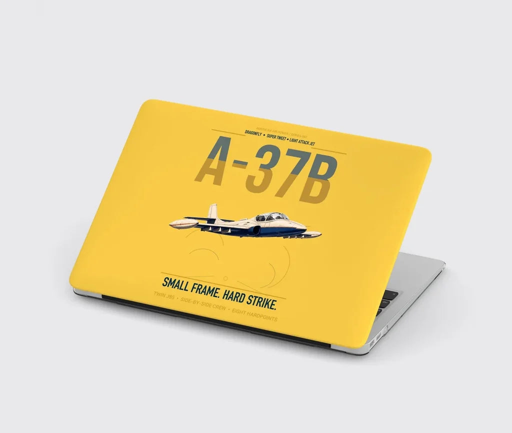 A-37B Dragonfly design on yellow MacBook case