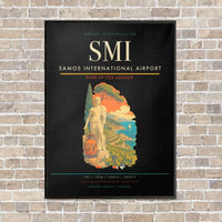 Thumbnail for Samos International Airport SMI vertical canvas print - framed - black background