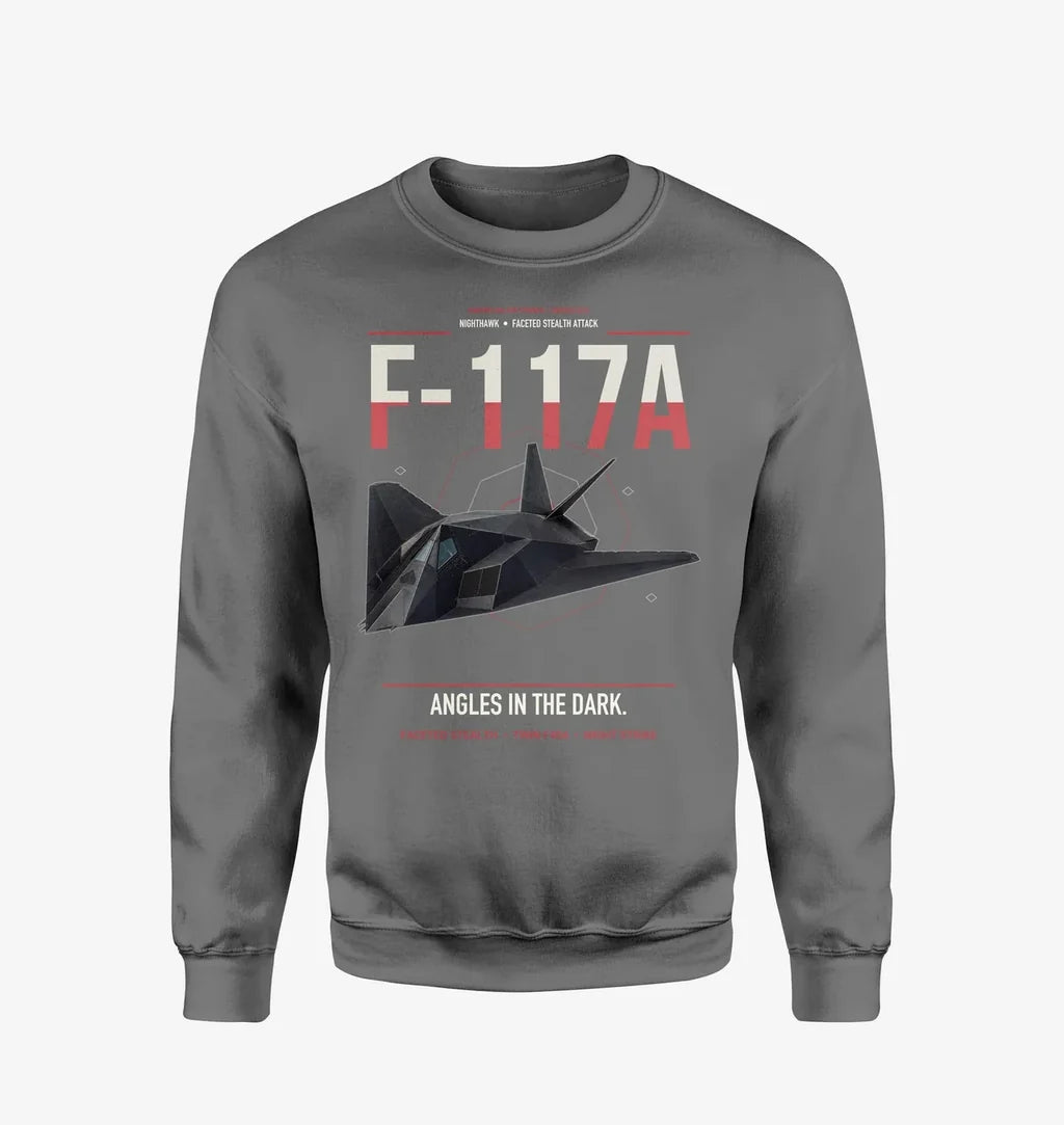 F-117A Nighthawk design on gray sweatshirt