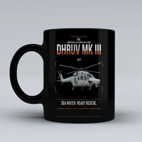 Thumbnail for HAL ALH Dhruv Mk III design on black ceramic mug, double-side print