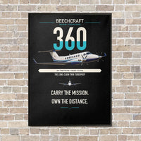 Thumbnail for Beechcraft King Air 360 vertical canvas print - framed - black background