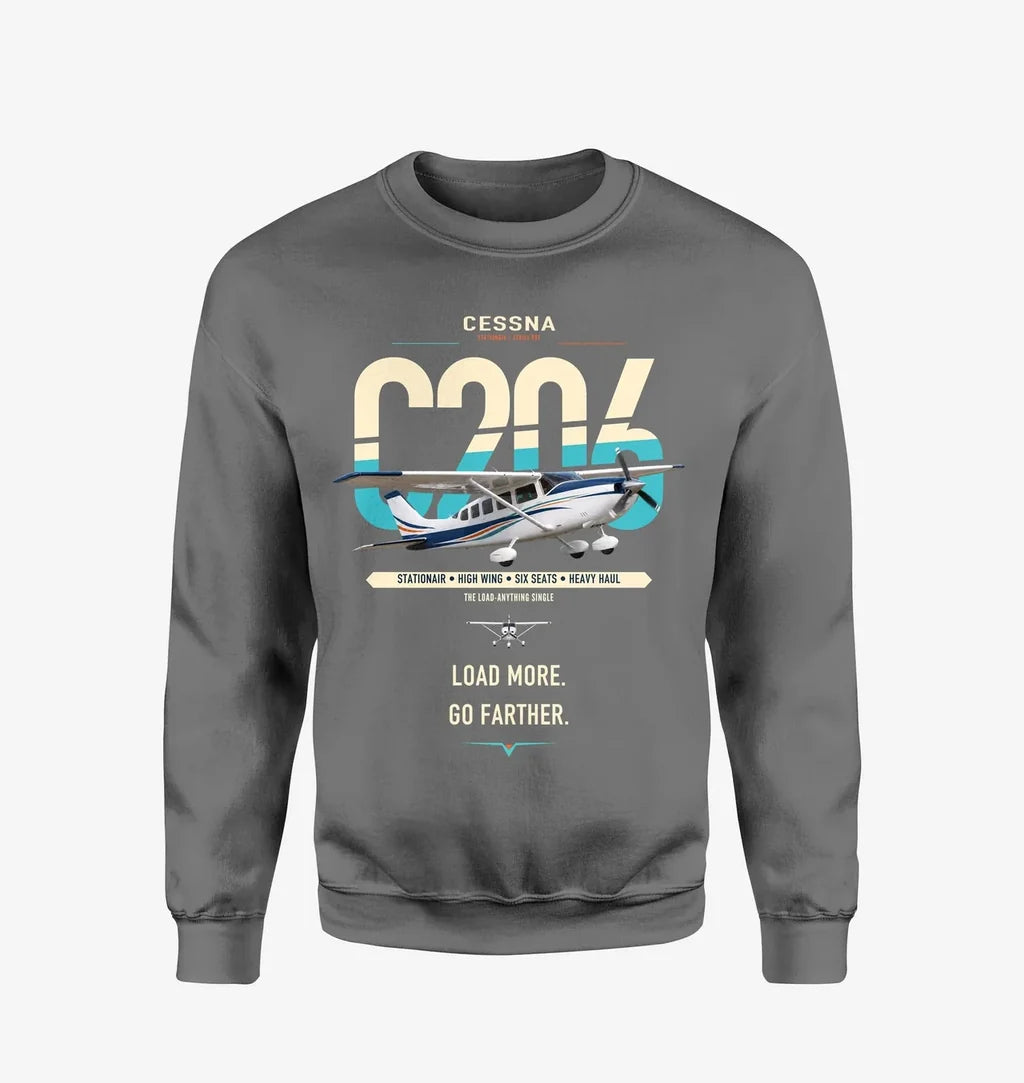 Cessna 206 Stationair design on gray sweatshirt
