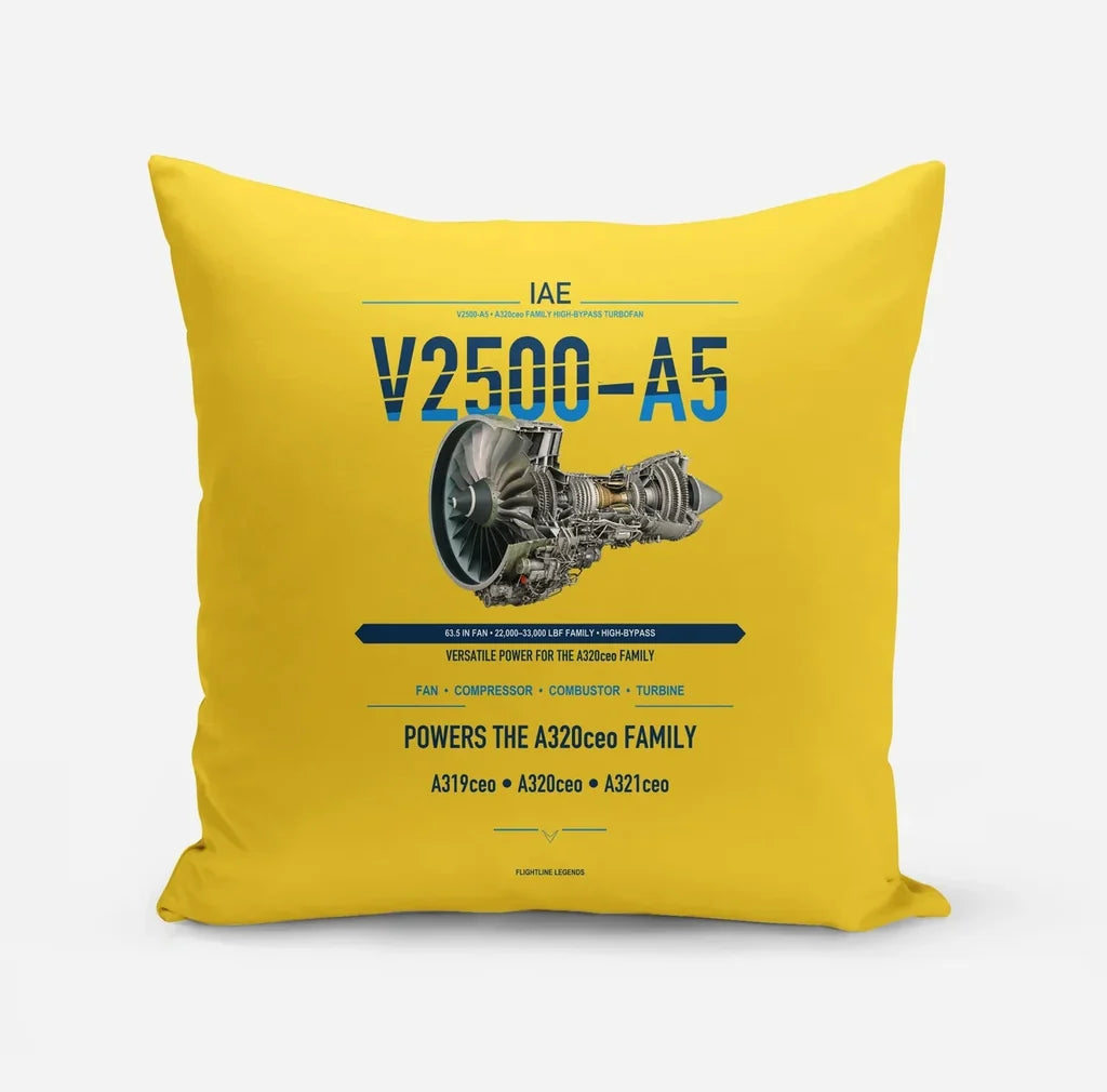 V2500-A5 design on yellow pillow