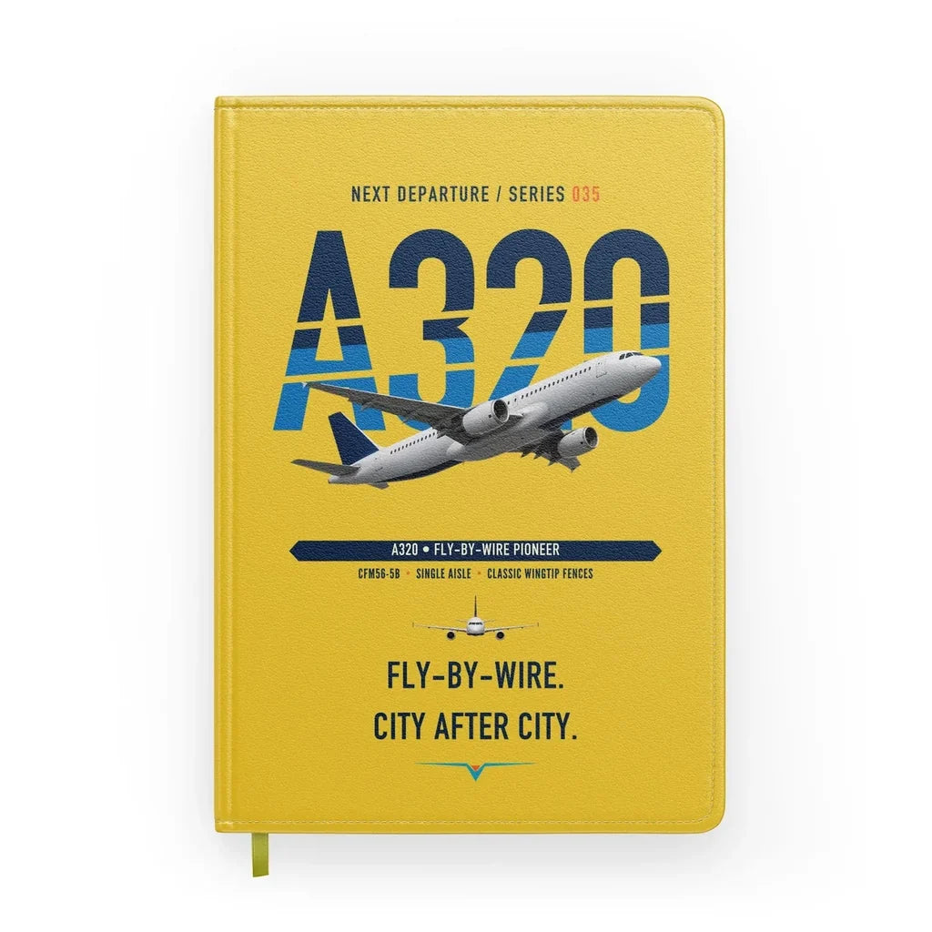 Airbus A320 design on yellow notebook