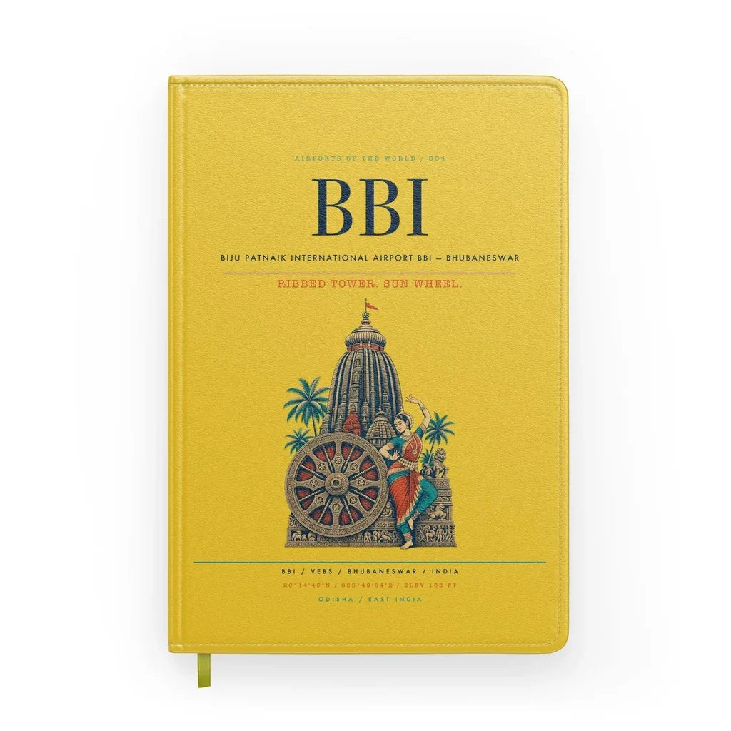 Biju Patnaik International Airport (BBI) design on yellow notebook