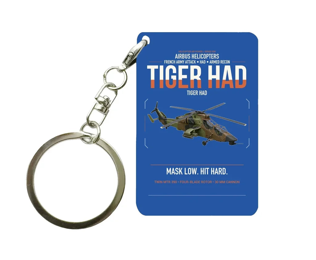 Airbus Helicopters Tiger HAD design on blue designed key chain, double-side print