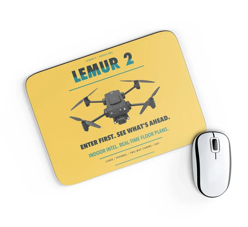 BRINC LEMUR 2 design on yellow rectangle mouse pad