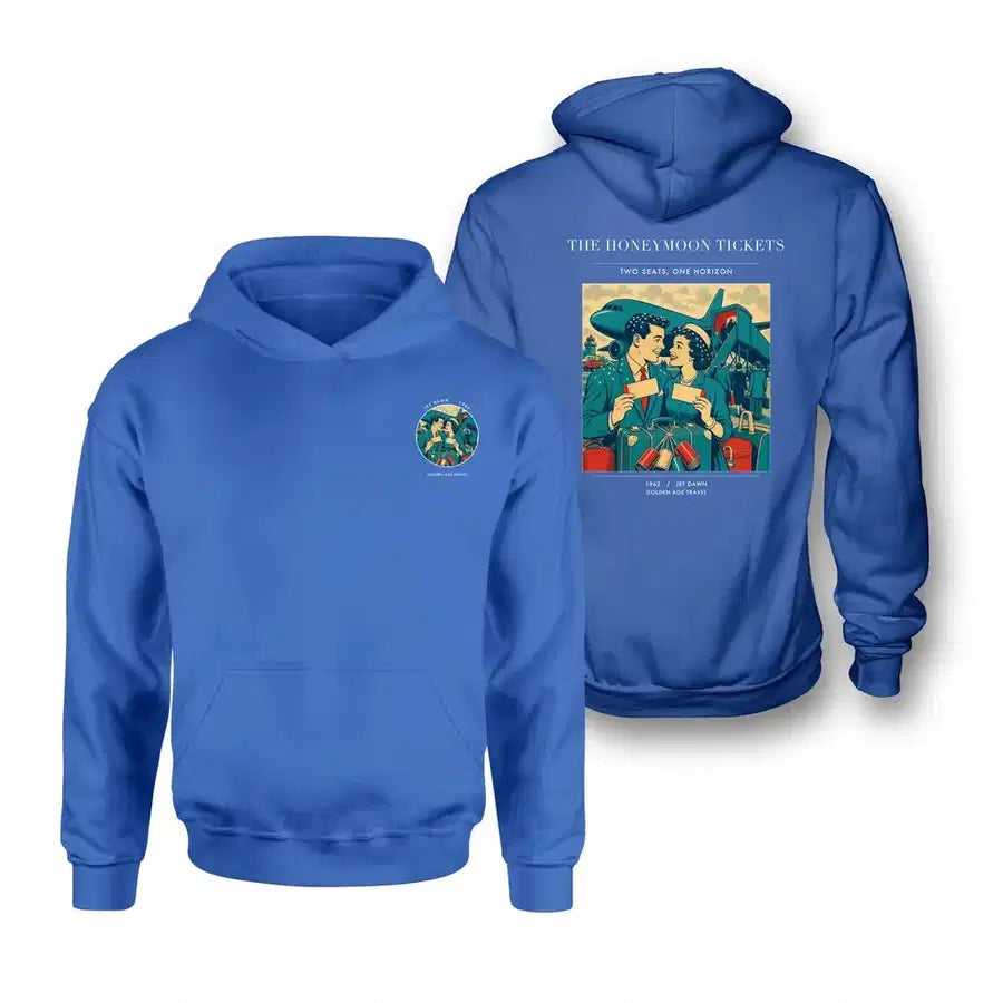 VINTAGE G4227 - The Honeymoon Tickets - Double-Side Hoodie design on blue double side