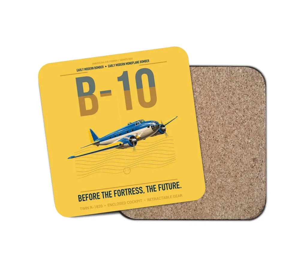 Martin B-10 design on yellow 1 piece coaster