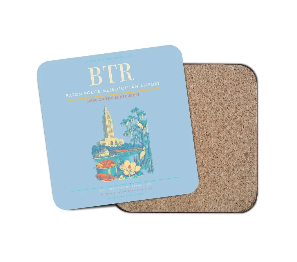 Baton Rouge Metropolitan Airport BTR Coaster 1-Piece - Light Blue