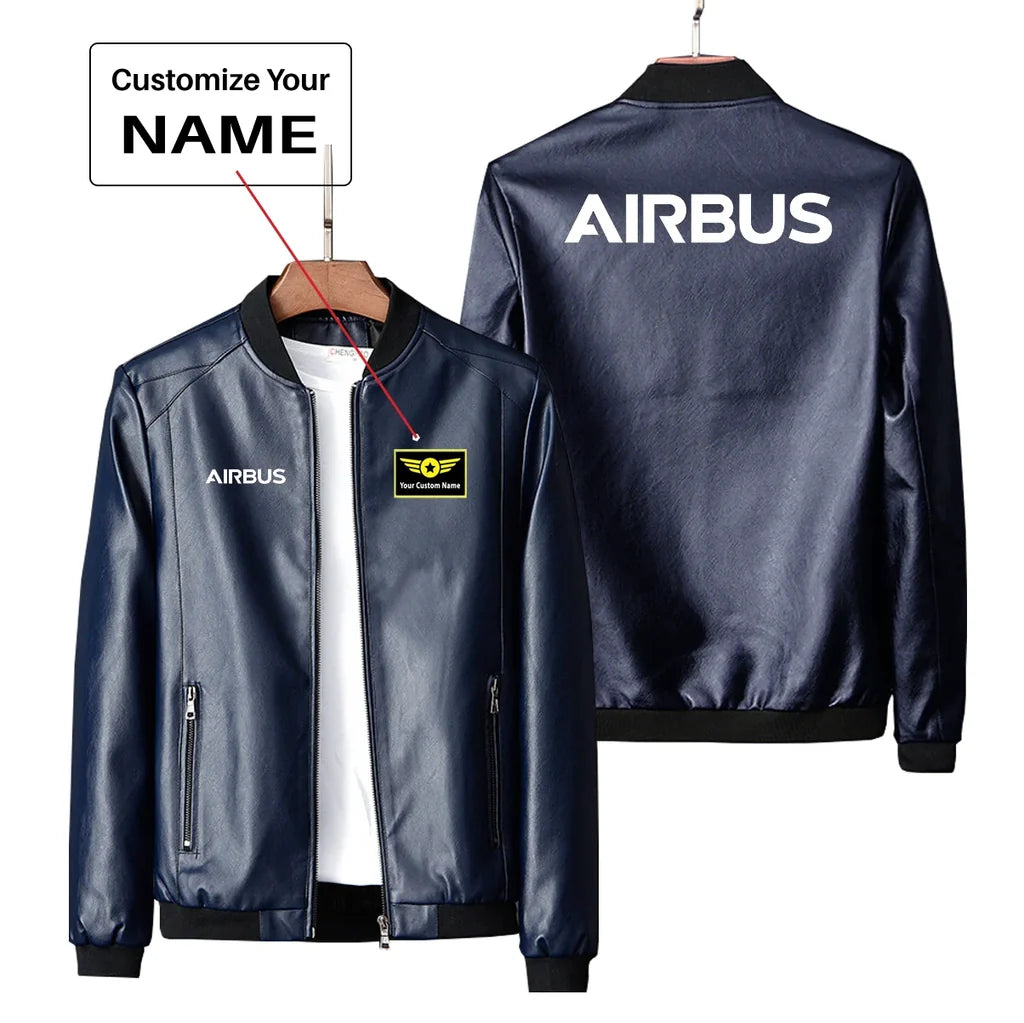 Airbus & Text Leather Jacket - view 3