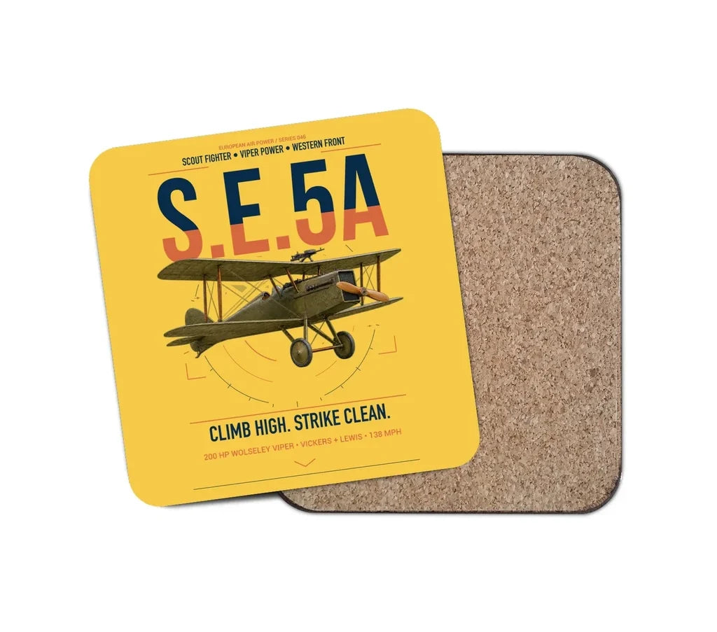 Royal Aircraft Factory S.E.5a design on yellow 1 piece coaster