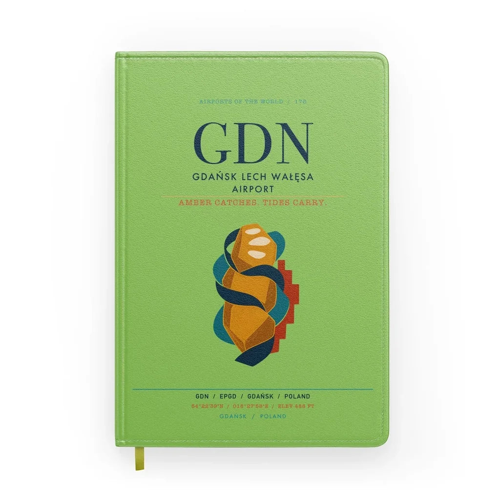Gdańsk Lech Wałęsa Airport (GDN) design on light green notebook
