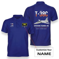 Thumbnail for T-38C Talon design on blue+name double-side polo t-shirt, double-side print