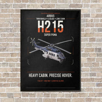 Thumbnail for Airbus H215 vertical canvas print - framed - black background