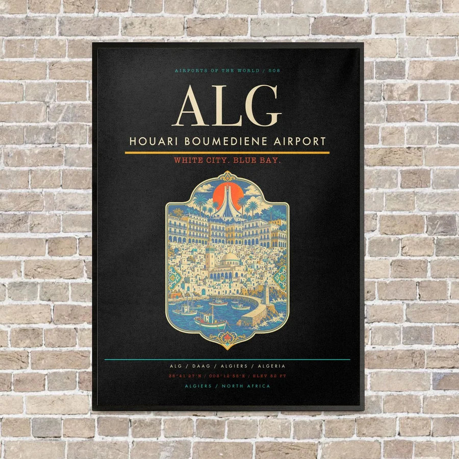 Houari Boumediene Airport ALG - Canvas Framed - Black