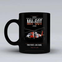 Thumbnail for Sikorsky MH-60T Jayhawk design on black ceramic mug, double-side print