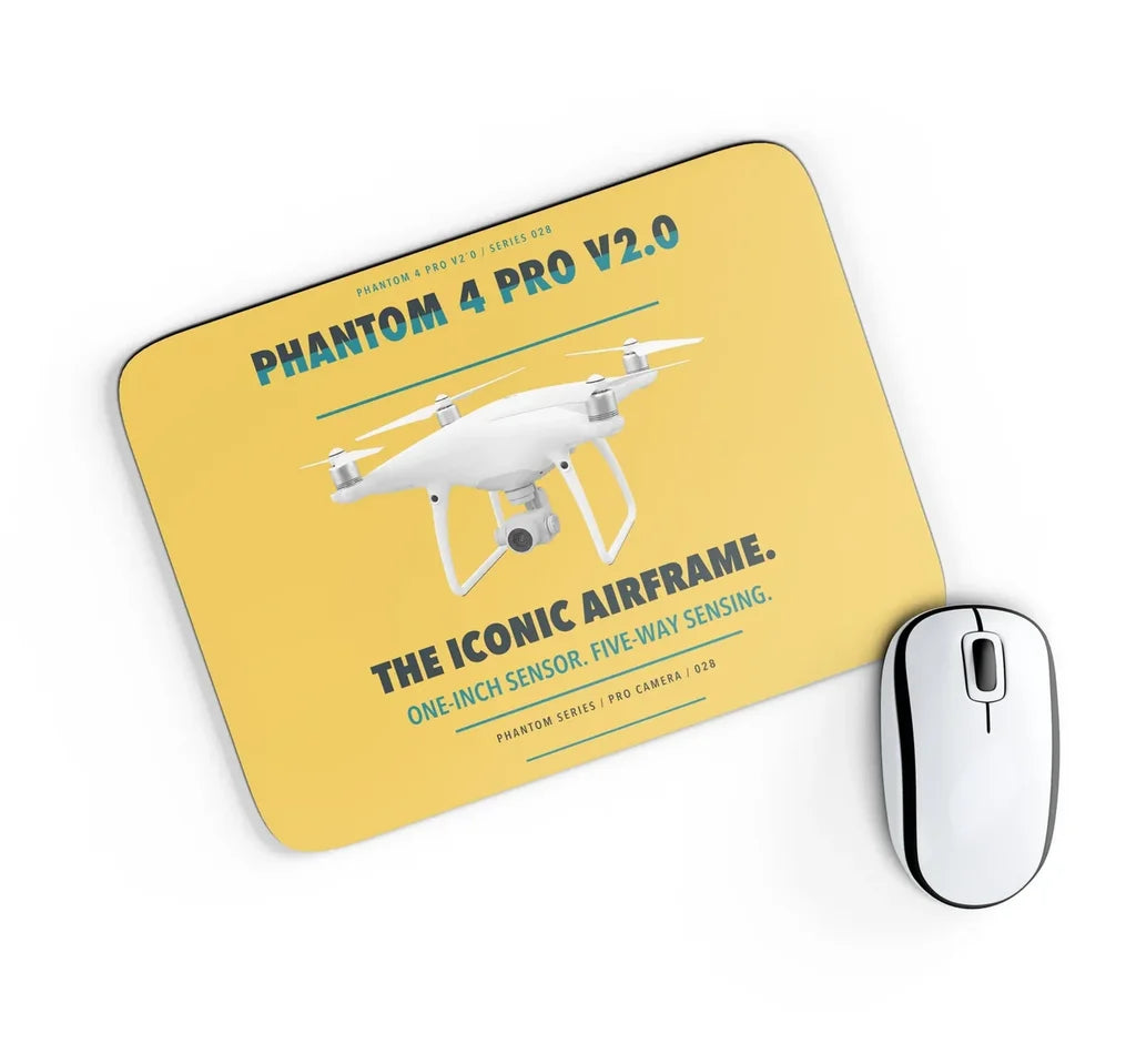 DJI Phantom 4 Pro V2.0 design on yellow rectangle mouse pad