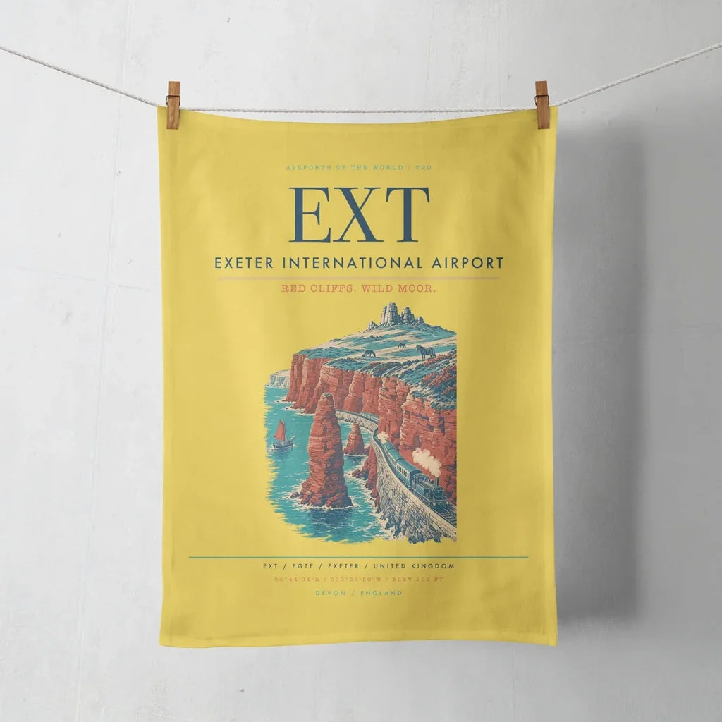 Exeter International Airport (EXT) design on yellow towel