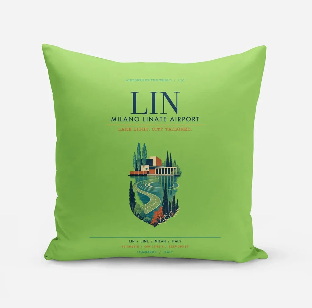 Milano Linate Airport (LIN) design on light green pillow
