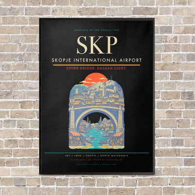 Skopje International Airport SKP - Canvas Framed - Black