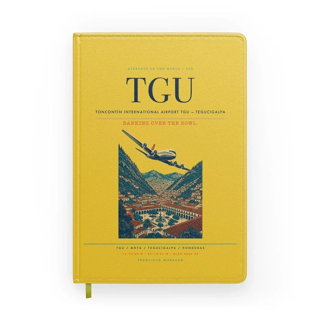 Toncontín International Airport (TGU) design on yellow notebook