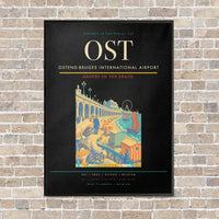 Thumbnail for Ostend-Bruges International Airport OST vertical canvas print - framed - black background