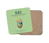 Thumbnail for Bari Karol Wojtyła Airport (BRI) design on light green 1 piece coaster