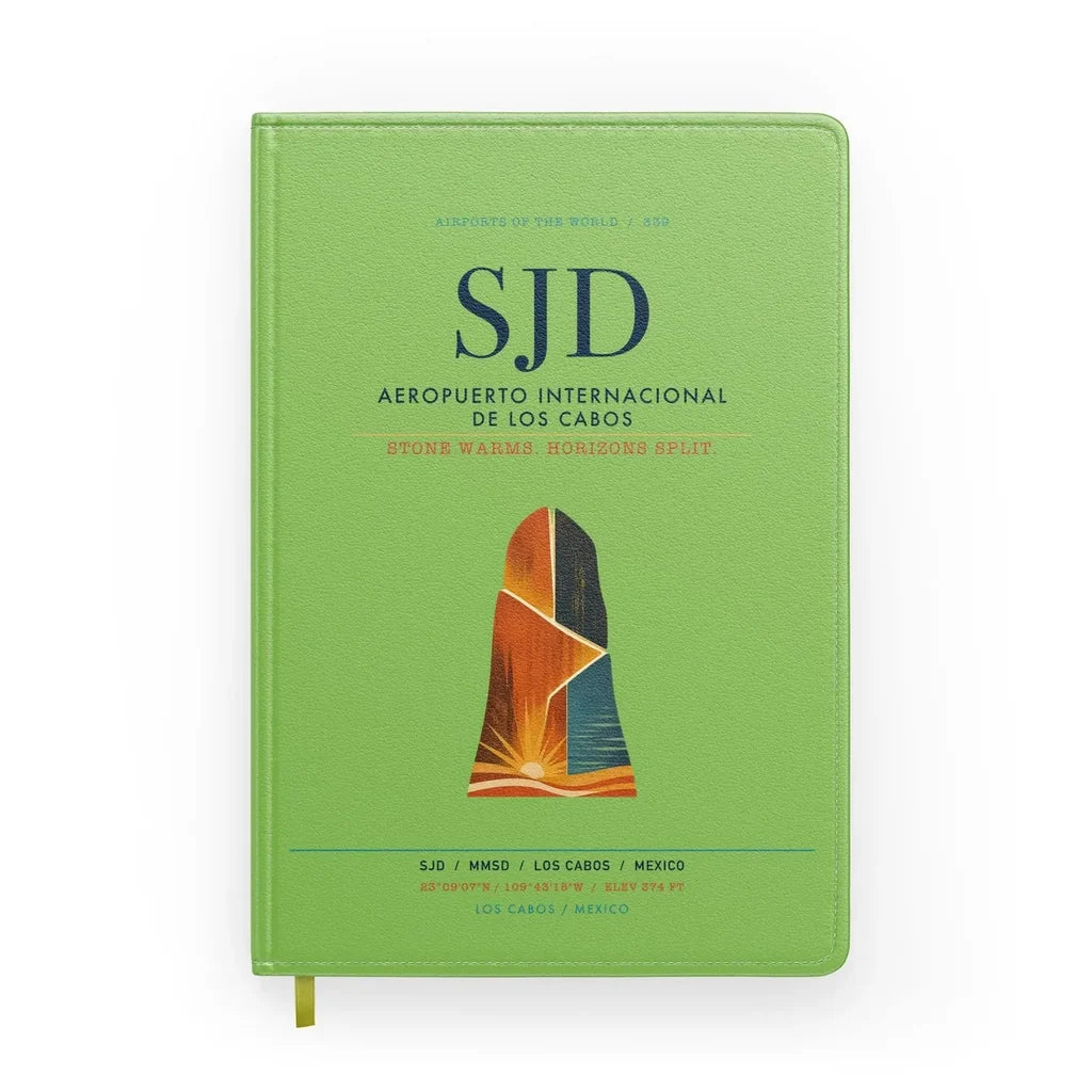 Aeropuerto Internacional de Los Cabos (SJD) design on light green notebook