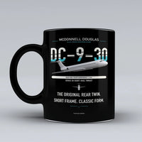 Thumbnail for McDonnell Douglas DC-9-30 design on black ceramic mug, double-side print