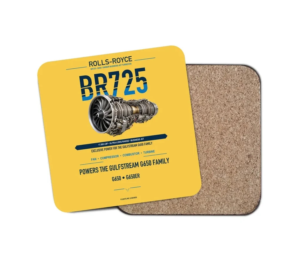 Embraer ERJ145 design on yellow 1 piece coaster