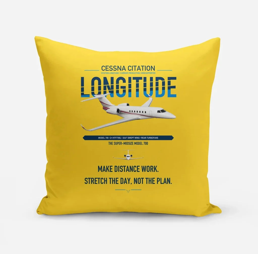 Cessna Citation Longitude design on yellow pillow