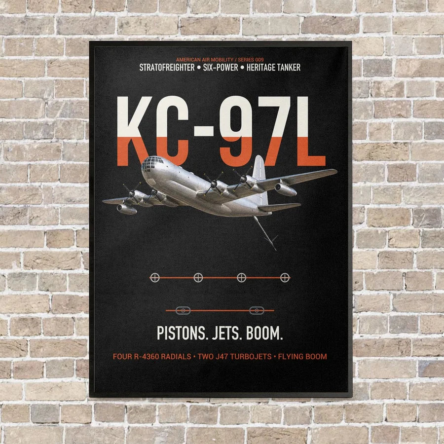 KC-97L STRATOFREIGHTER vertical canvas print - framed - black background