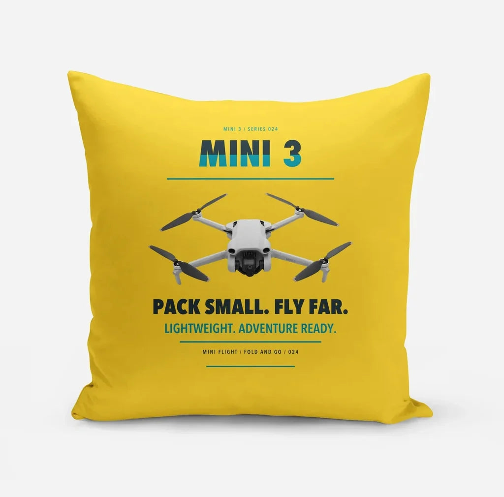 DJI Mini 3 design on yellow pillow
