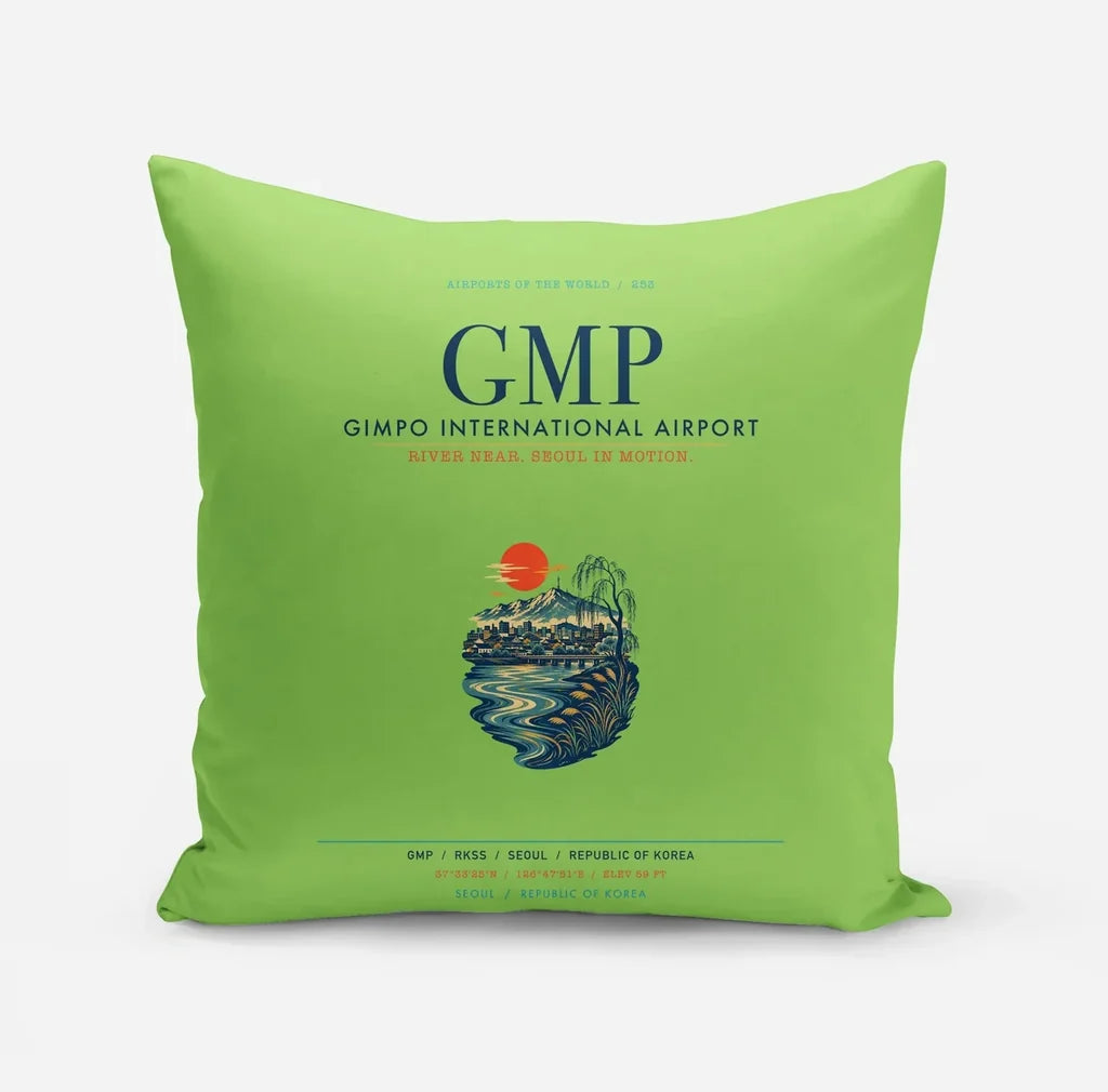 Gimpo International Airport (GMP) design on light green pillow