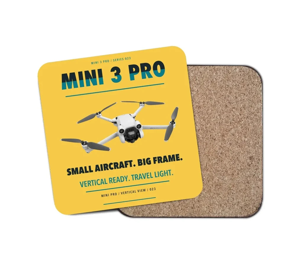 DJI Mini 3 Pro design on yellow 1 piece coaster